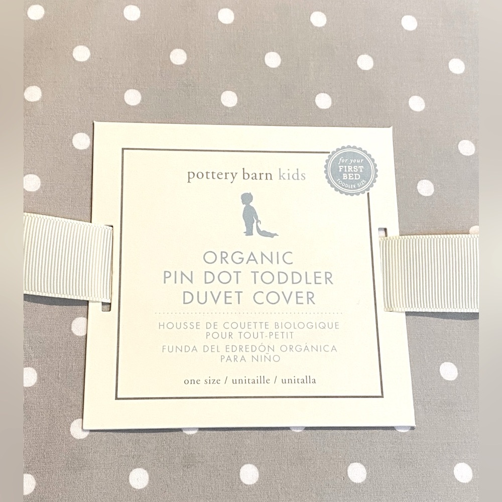 Pottery Barn Kids Organic Pin Dot Toddler Duvet Cover Gray White 36x50 in.